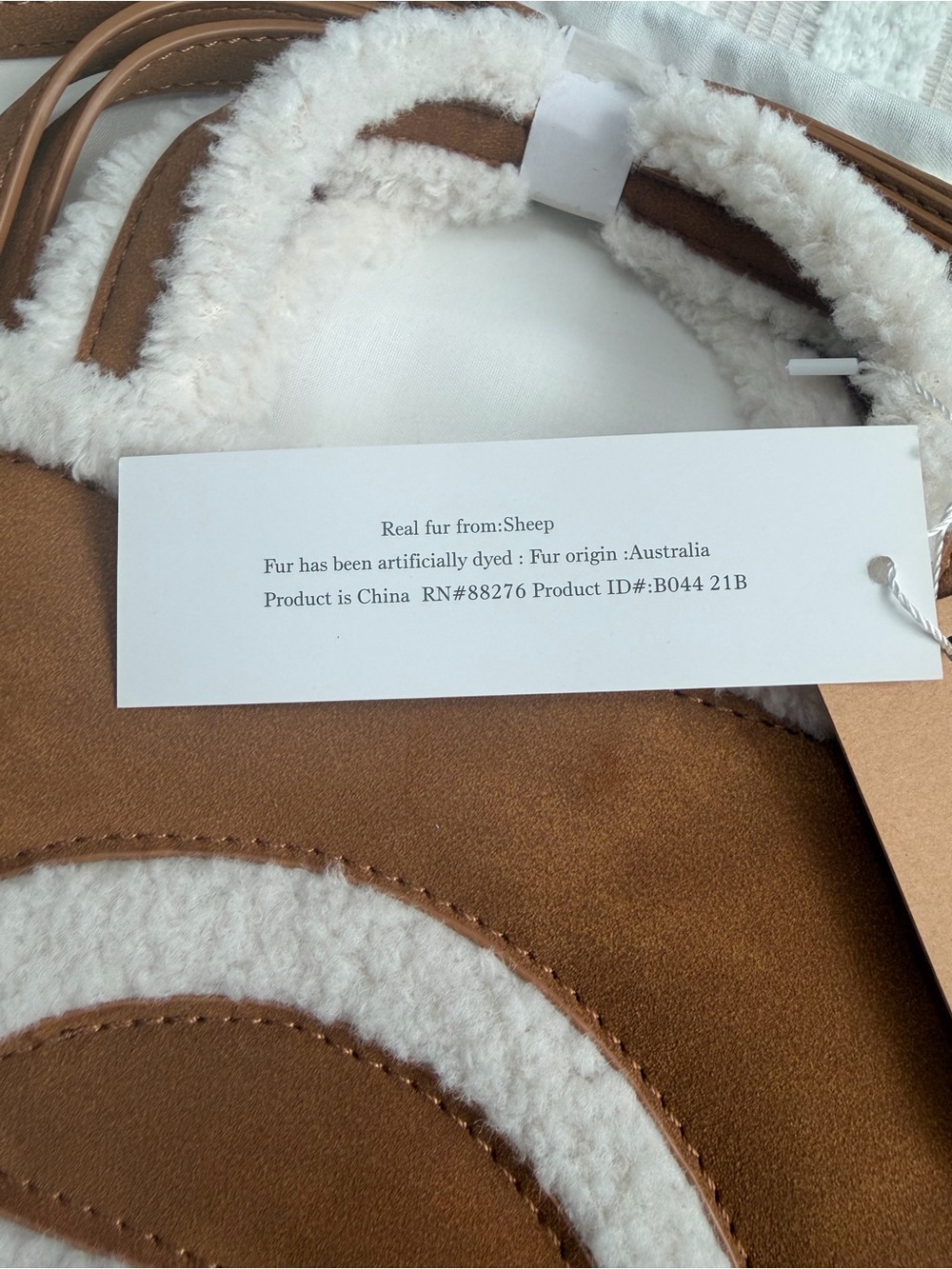 NWT! UGG x Telfar Chestnut Suede Tote with Cream Shearling Trim - Picture 7 of 7